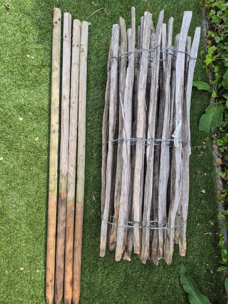Hazelaar schapenvet hekwerk 100cm hoog, 10m lang met 5 palen, Tuin en Terras, Ophalen of Verzenden, Zo goed als nieuw, Hout