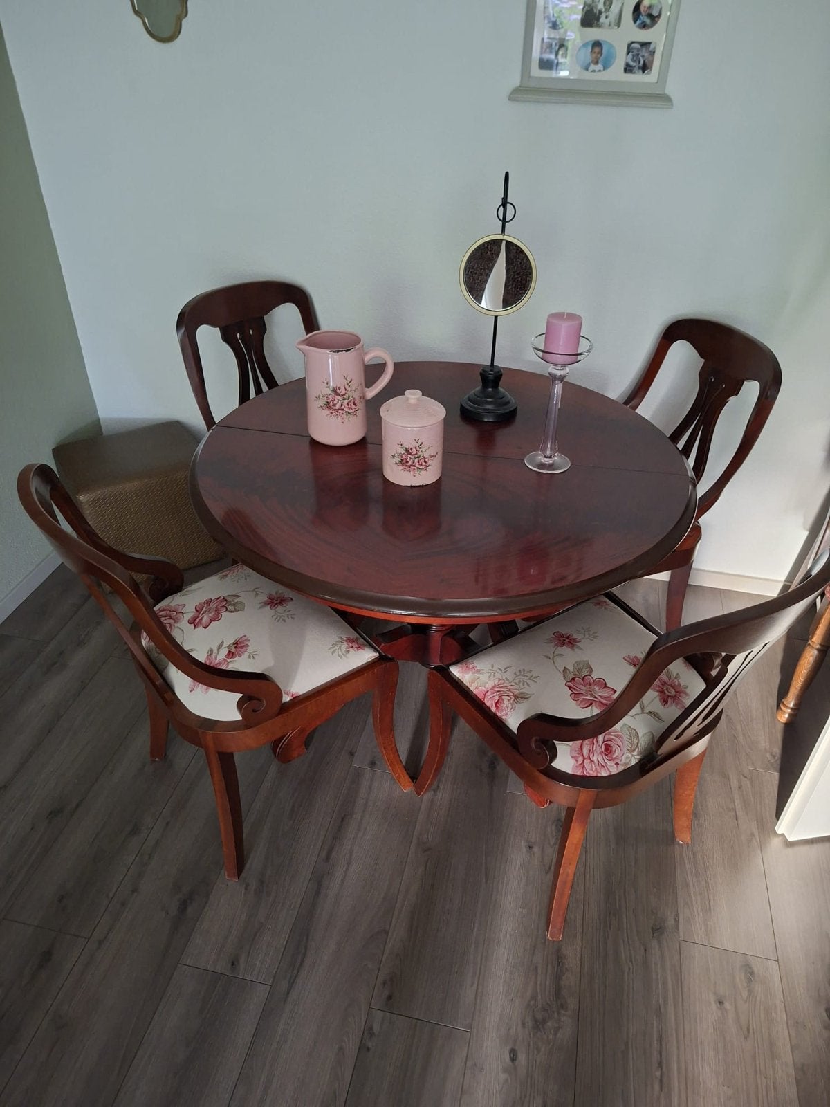 Antieke Mahonie Eettafel met 4 Stoelen, Ophalen