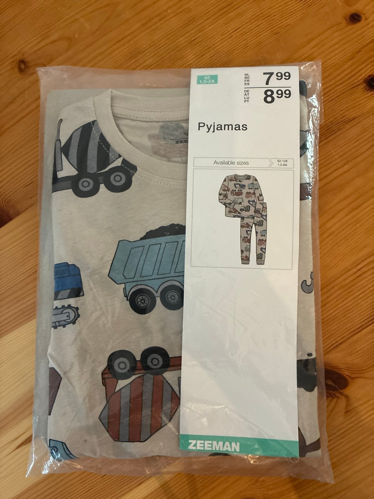 Nieuwe Zeeman Pyjama met Bouwvoertuigen - Maat 92-128, Ophalen of Verzenden, Nieuw