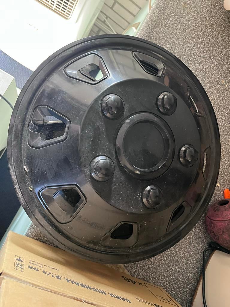 Set van 2 zwarte wieldoppen 15 inch voor camper of bestelbus, Ophalen, Gebruikt