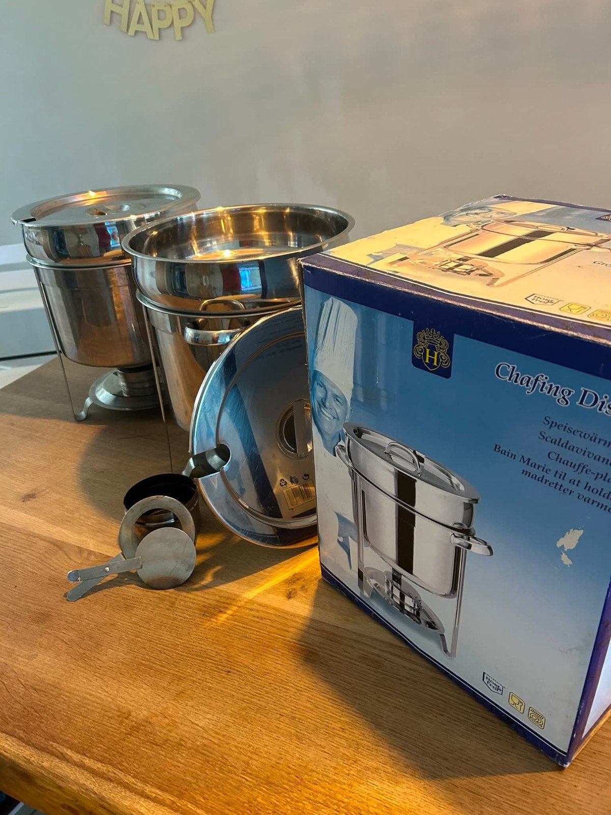 Chafing Dish Set - 3x 11L Roestvrijstalen Warmhoudschalen, Ophalen, Overige typen, Zilver, Zo goed als nieuw