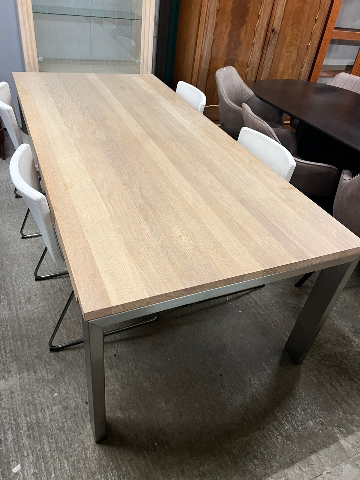 Eettafel  75/100/220cm, Ophalen, ., Zo goed als nieuw, 4 tot 6 stoelen