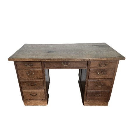 Antiek Eiken Bureau met Lades - Vintage Schrijftafel, Antiek en Kunst, Antiek | Kantoor en Zakelijk, Ophalen