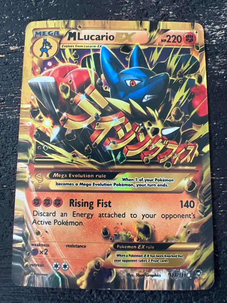 Pokémon M Lucario EX kaart 113/111, Ophalen of Verzenden, Zo goed als nieuw, Losse kaart, Foil