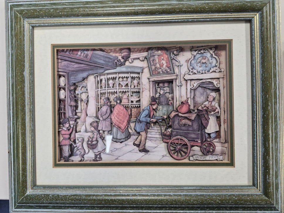 Anton Pieck 3D-kunstwerken in lijst (set van 6), Minder dan 50 cm, Gebruikt, Oorspronkelijke maker, Overige typen