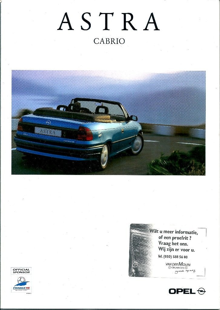 Brochure Opel Astra Cabrio 1997, Ophalen of Verzenden, Gelezen, Opel