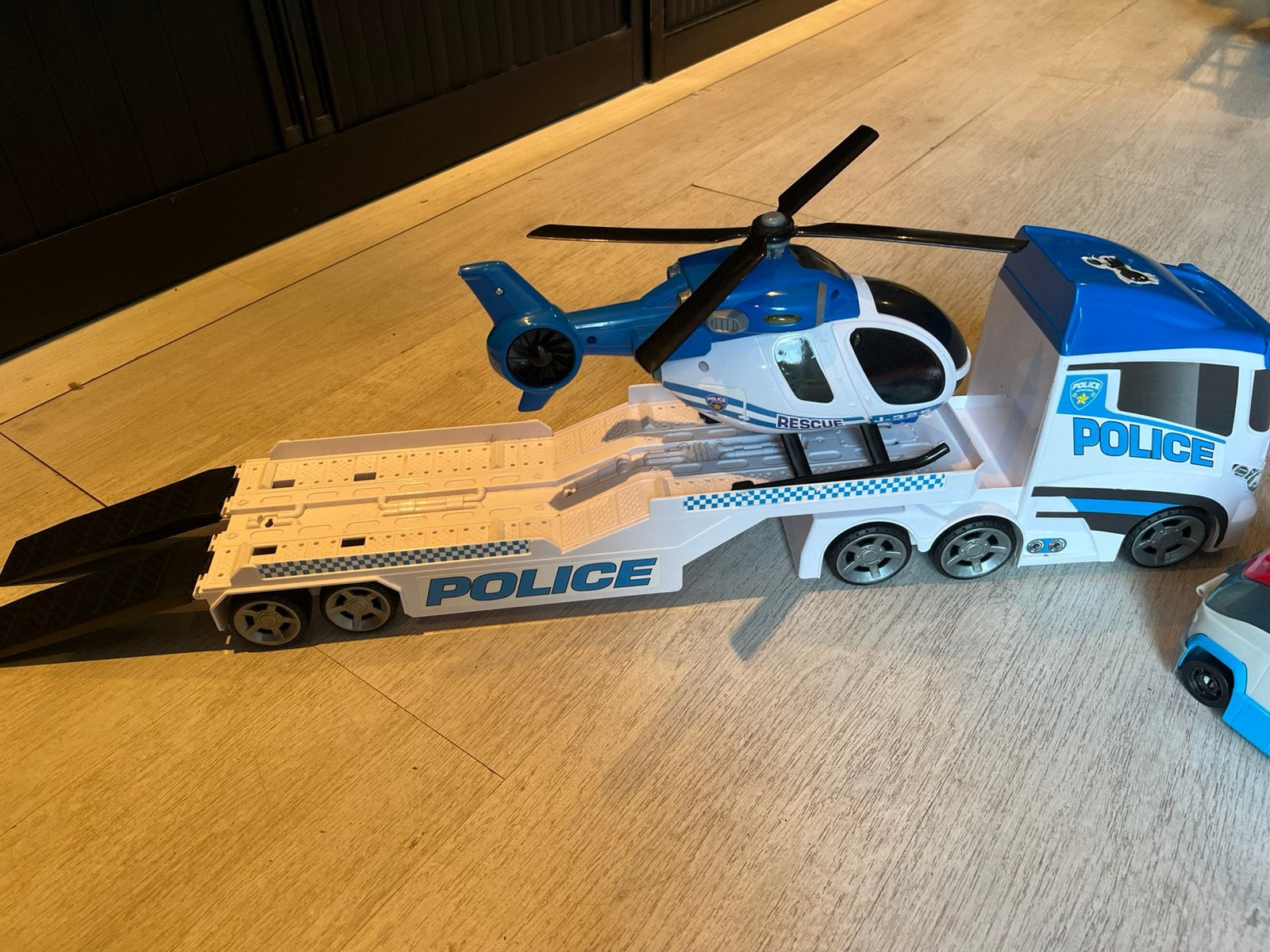 Politie helicopter met geluid en  politie oplegger truck, Ophalen of Verzenden, Gebruikt