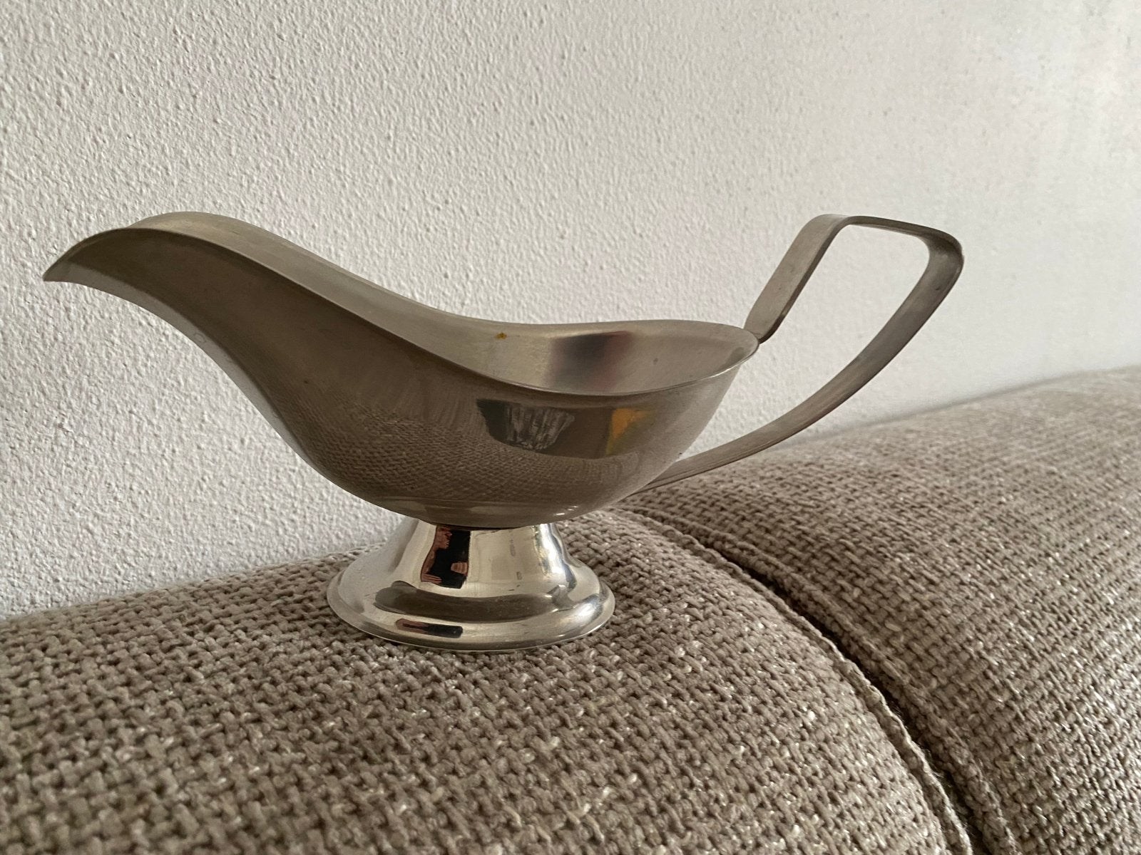 Vintage roestvrijstalen juskom met handvat rvs jus kom, Ophalen of Verzenden