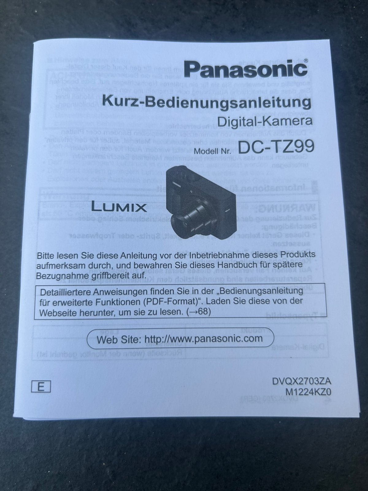Gezocht Nederlandse Handleiding  Panasonic DC-TZ99, Ophalen of Verzenden, Zo goed als nieuw