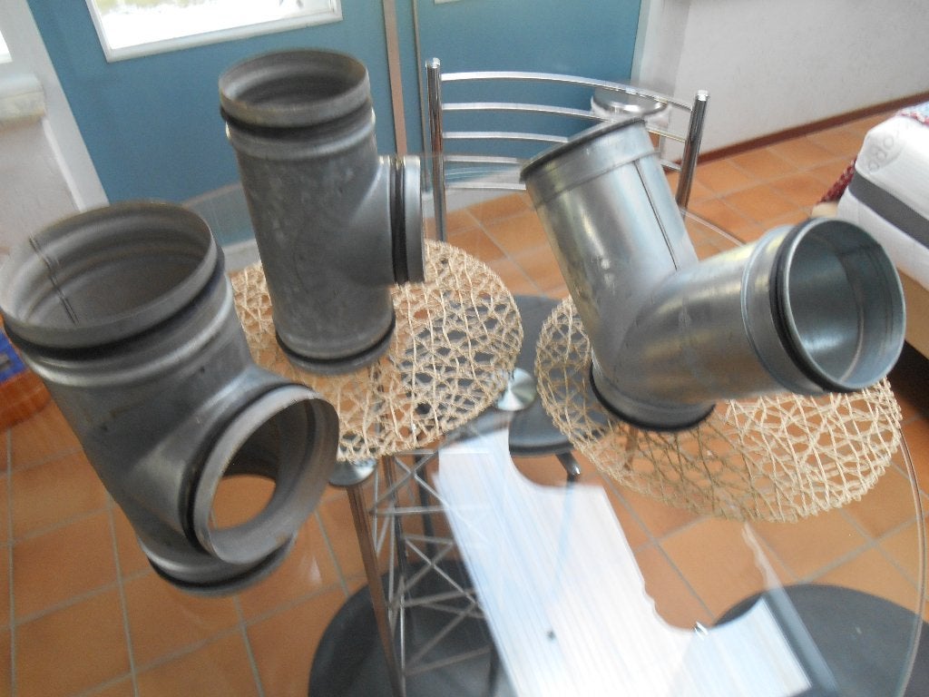 2 T-stukken en 1 Y-stuk 125 mm met afdichting, Afvoer, Gebruikt, Ophalen of Verzenden, Zink