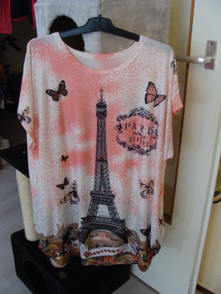 Te koop T-shirt rose met eiffel toren print maat XL, Maat 46/48 (XL) of groter, Nieuw, Ophalen of Verzenden, Roze