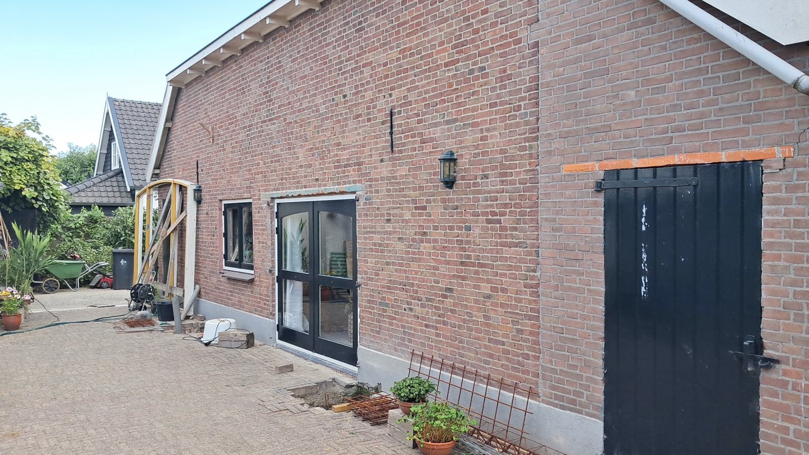 Buitendeur + raam, dubbele met poly glas, met lateien., 100 tot 120 cm, Gebruikt, Minder dan 200 cm, Ophalen of Verzenden
