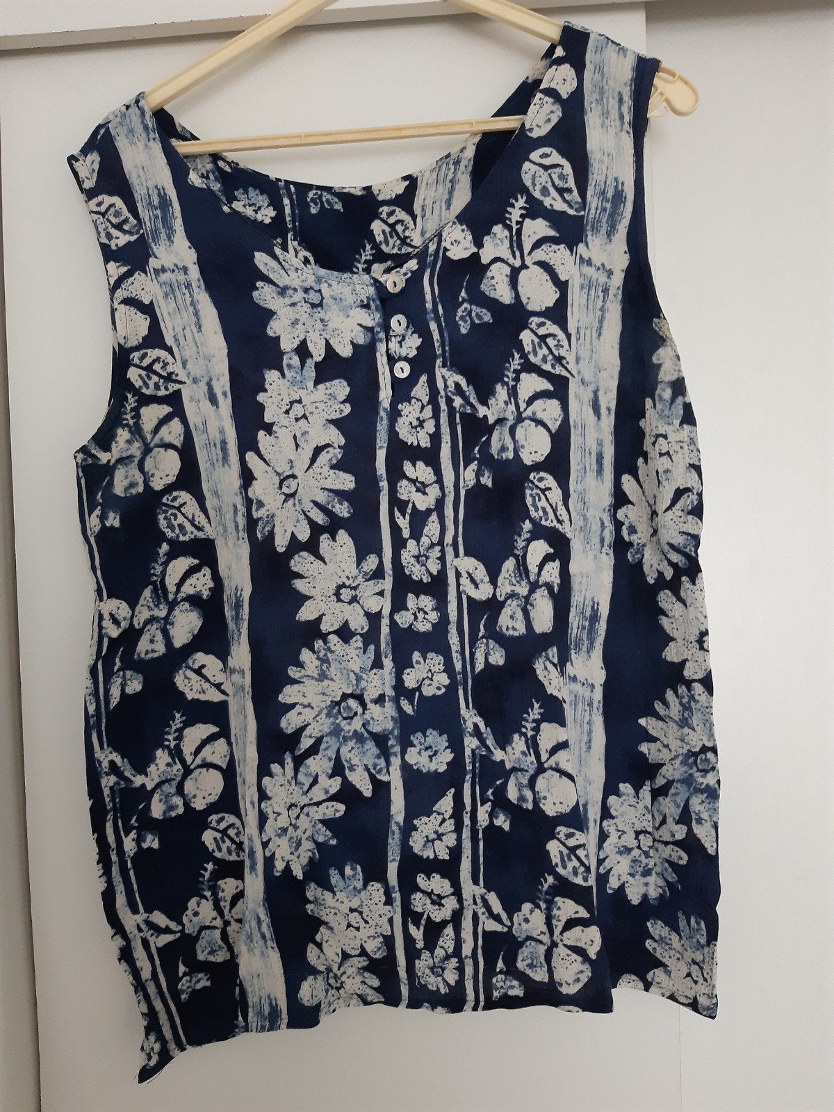 Dames Hempje Miss Etam - Blauw met Bloemenprint Maat M, Maat 38/40 (M), Blauw, Ophalen of Verzenden, Zo goed als nieuw