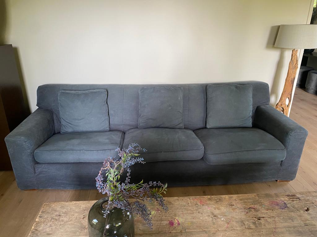 Linteloo 3 zits, 2 x fauteuil en een hocker, Ophalen of Verzenden, Gebruikt, Stof, Landelijk, sober