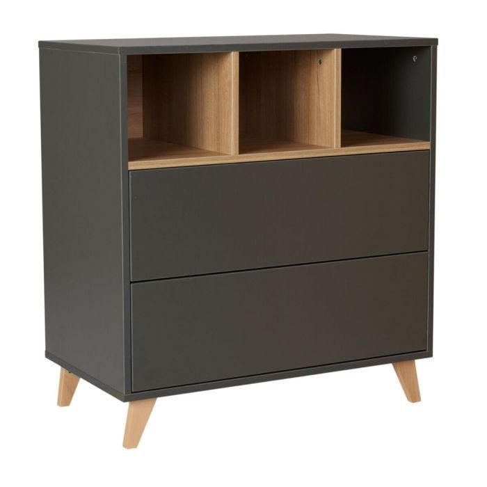 QUAX Loft Commode - Antraciet, met bladvergroter, 50 tot 70 cm, Zo goed als nieuw, 75 tot 100 cm, Opstaande rand