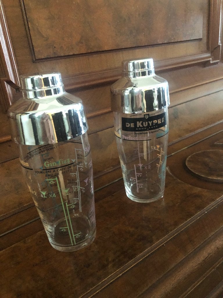 2 glazen cocktailshakers, Ophalen of Verzenden, Gebruikt, Overige typen
