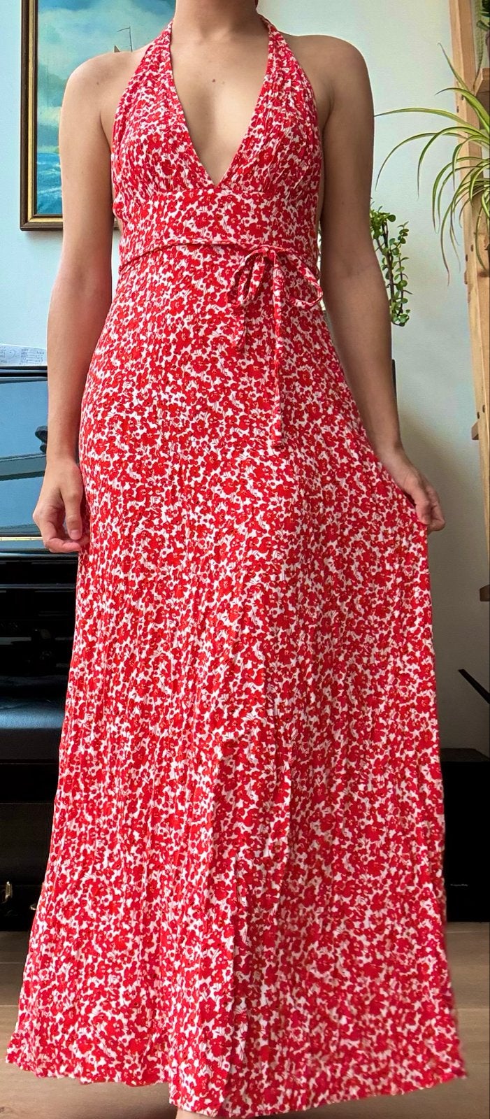 ASOS rode bloemenprint maxi jurk maat 36 (S), Verzenden, Zo goed als nieuw, Maat 36 (S), Rood