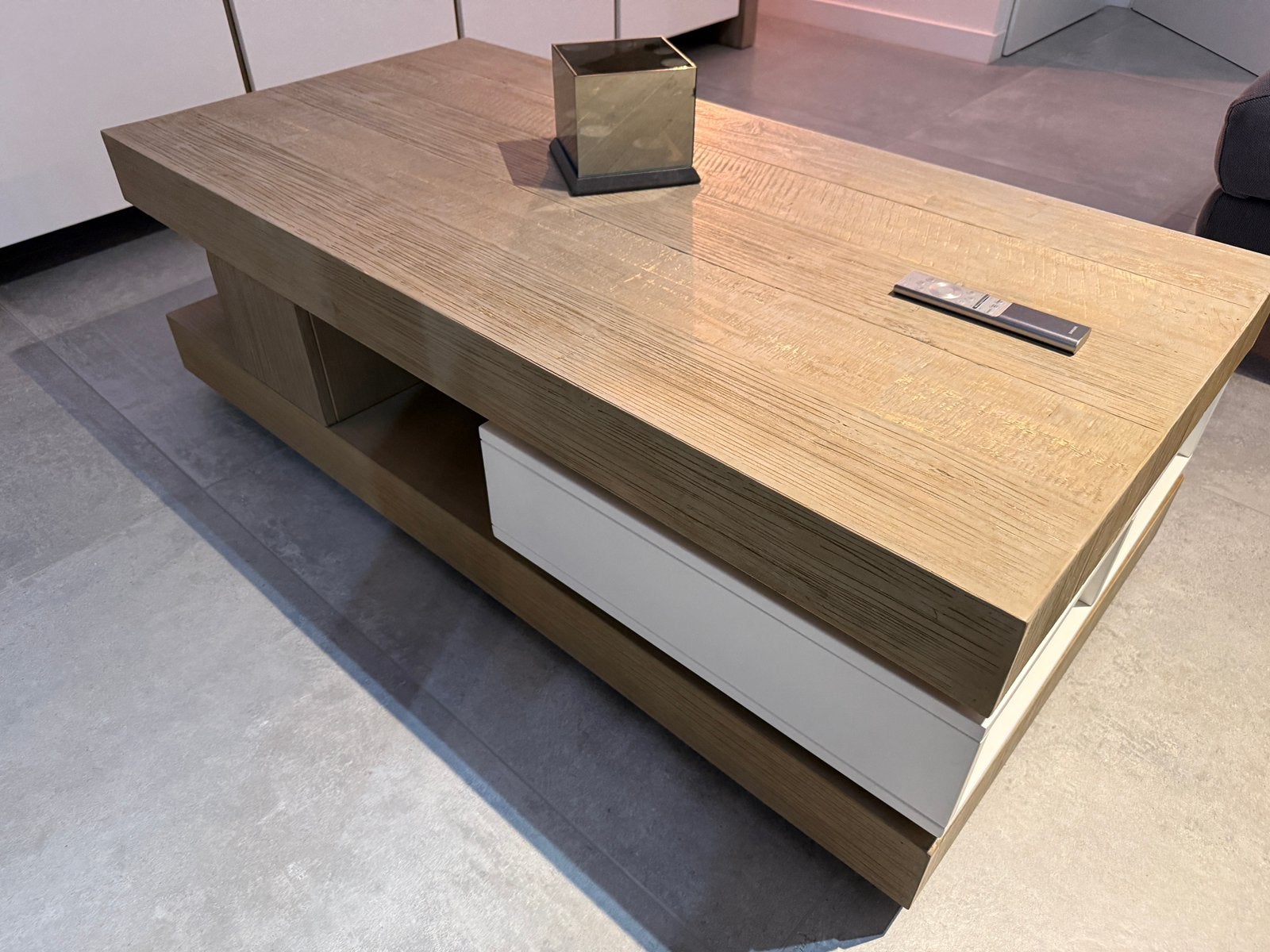H&H salontafel met wieltjes., Ophalen, Gebruikt, 50 tot 100 cm, 100 tot 150 cm