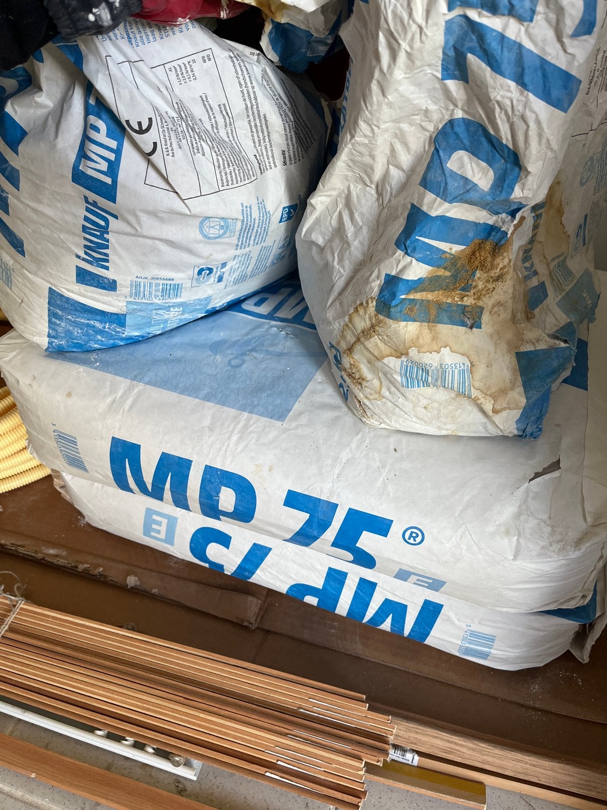 Knauf MP 75 Stucmortel - 2 zakken, Doe-het-zelf en Verbouw, Ophalen, Gebruikt