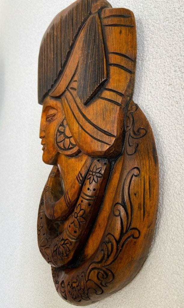 Beeld Sculptuur Wand Paneel Hout Afrikaanse Vrouw 37 cm, Ophalen of Verzenden