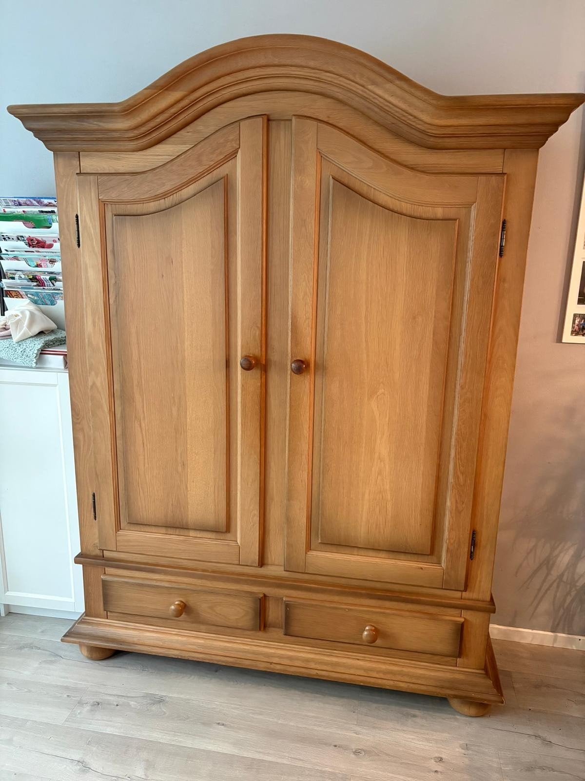 Massief eiken kast - 161x206x45 cm, Huis en Inrichting, Ophalen, Gebruikt, Met deur(en), 200 cm of meer