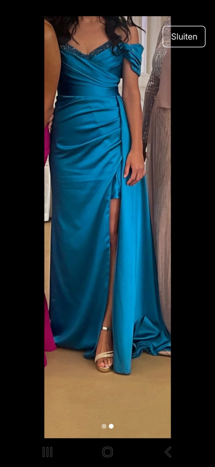 Prachtige turquoise avondjurk galajurk feestjurk Maat 36/38, Kleding | Dames, Jurken, Ophalen, Zo goed als nieuw, Maat 36 (S)