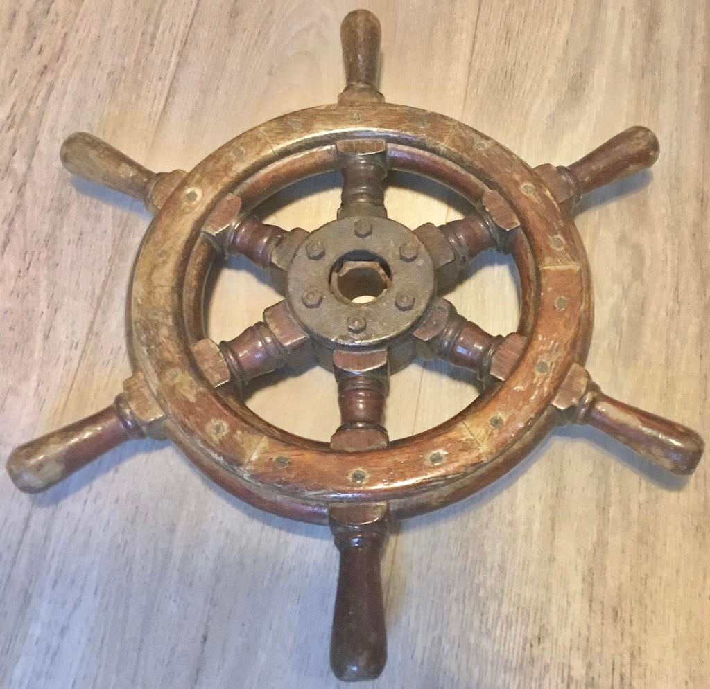 ANTIEK BOOT STUURWIEL 40 CM., Ophalen of Verzenden, Gebruikt, Motorboot of Zeilboot, Gebruiksvoorwerp