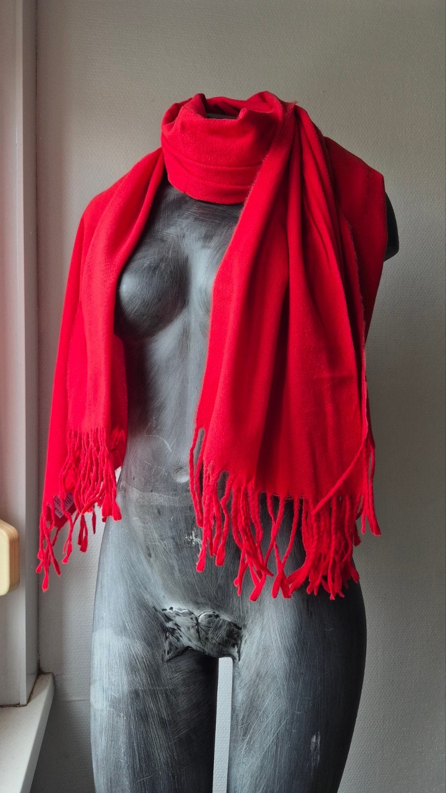 Rode 100% Kasjmier Sjaal - Nieuw met label, Maat 46/48 (XL) of groter, Nieuw, Ophalen of Verzenden, Onbekend