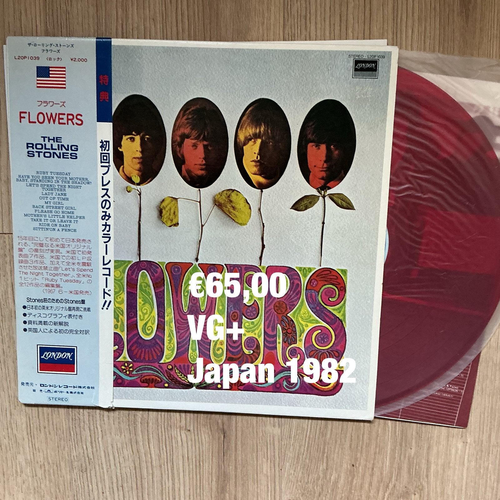 Rolling Stones - flowers ( Japanse persing + rood vinyl), Cd's en Dvd's, LP, Gebruikt, Overige formaten, Colored vinyl