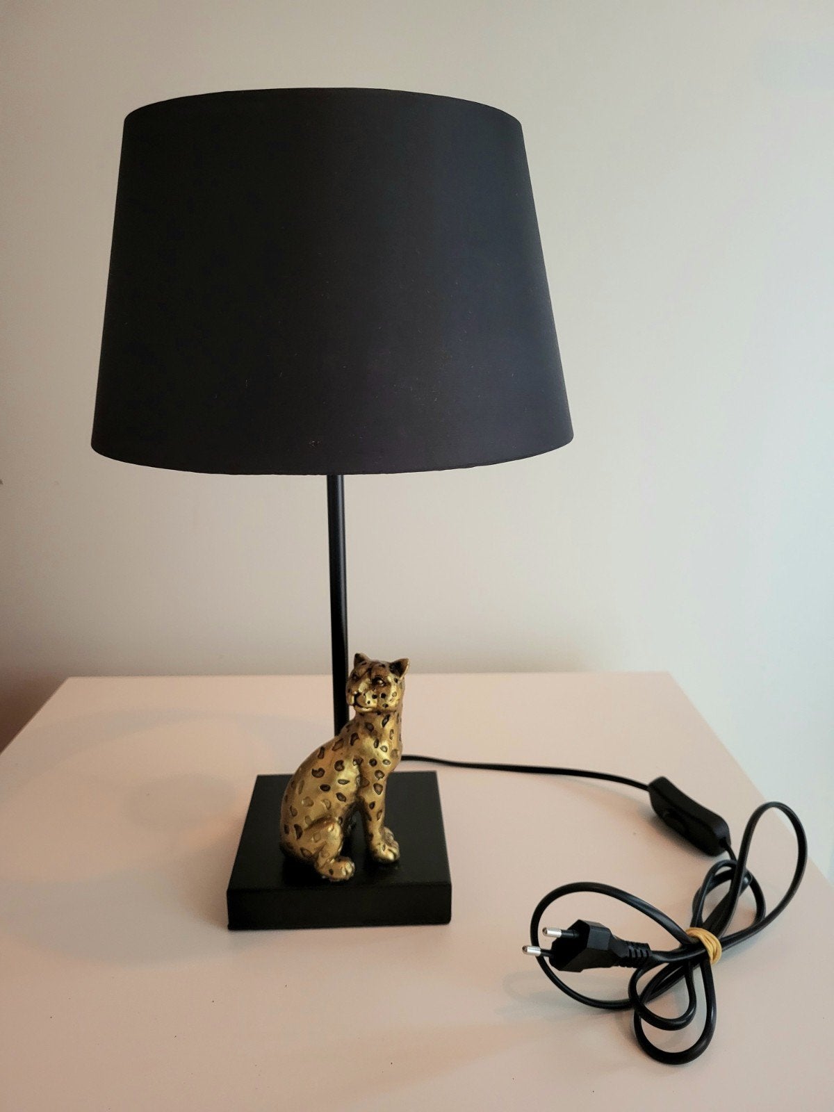 Panter Tafellamp Zwart Goud - Stijlvolle Verlichting, Ophalen, Modern, Exotisch, Luxe, Zo goed als nieuw, Stof