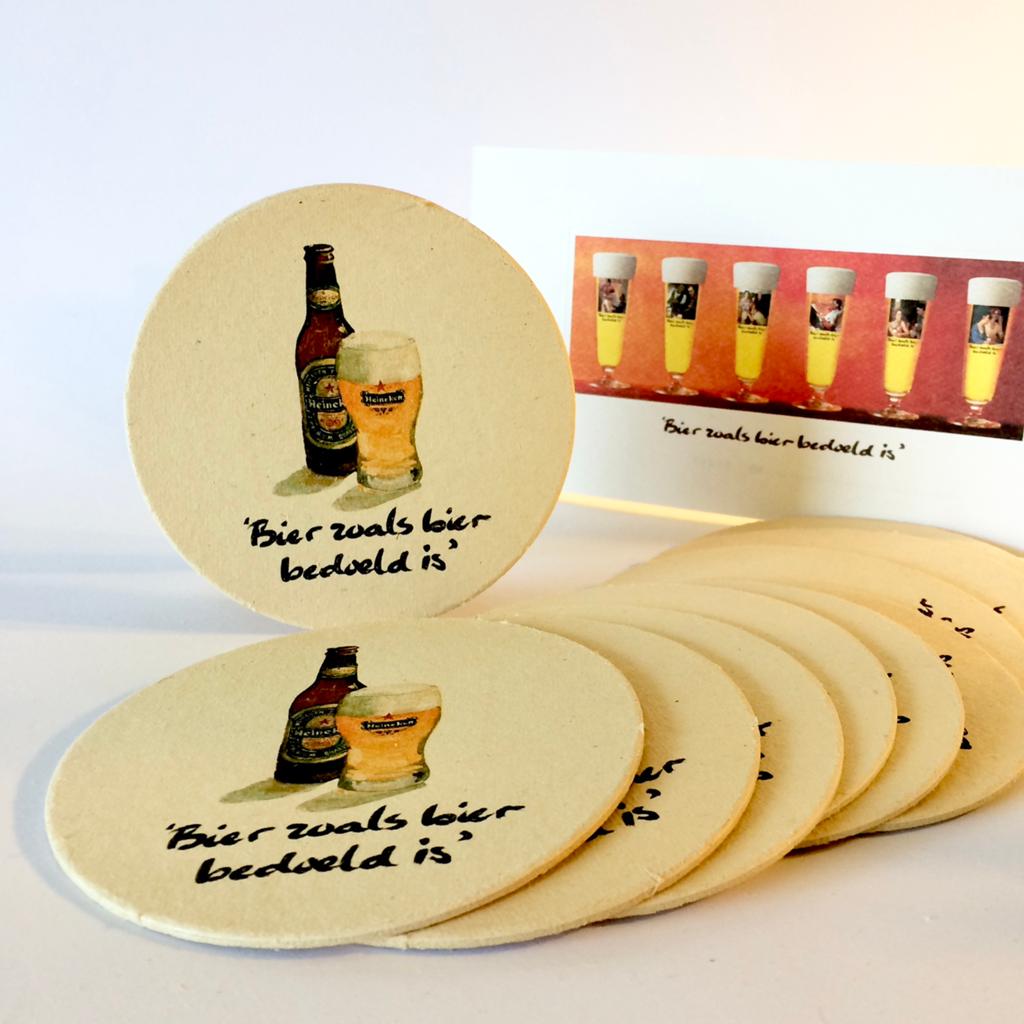 6 Nieuwe Vintage Heineken Bierglazen met toebehoren, Ophalen, Nieuw, Bierglas