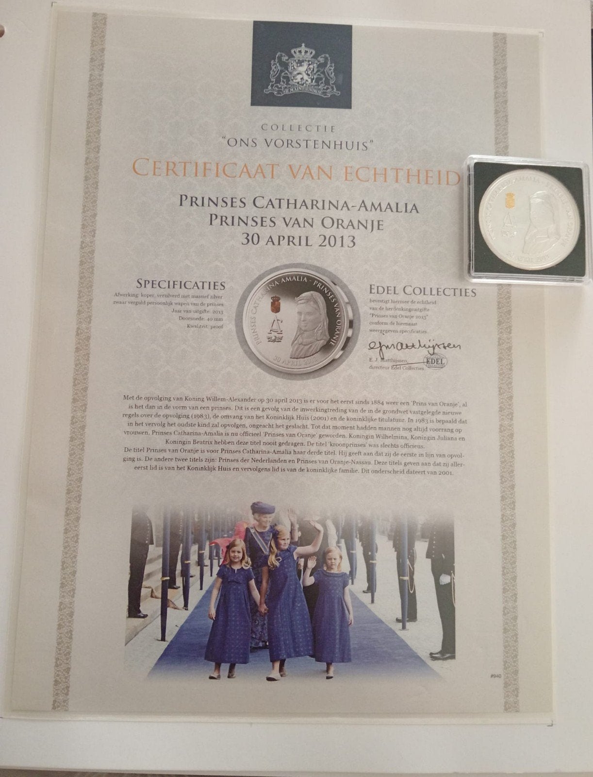 Prinses Catharina-Amalia Prinses van Oranje munt 2013, Koningin Beatrix, Zilver, Losse munt, Overige waardes