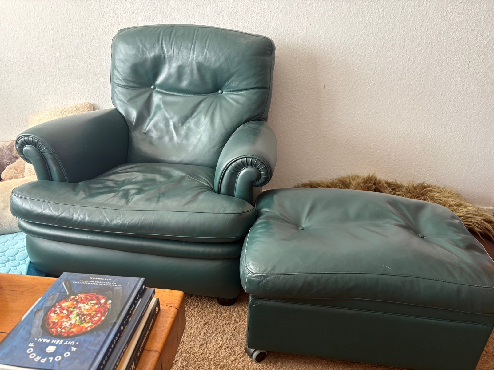 Poltrona Frau Dream Leren Fauteuil met Voetenbank, Huis en Inrichting, Fauteuils, Ophalen, Gebruikt, Leer, 75 tot 100 cm
