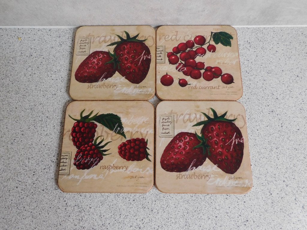 Onderzetter 10x10 cm. Raspberry, Strawberry, Red Currant, Ophalen of Verzenden, Zo goed als nieuw