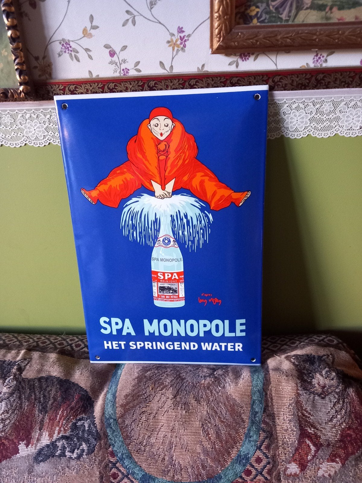 super mooi emaile bord 30x20cm  Spamonopole, Ophalen of Verzenden, Zo goed als nieuw, Reclamebord