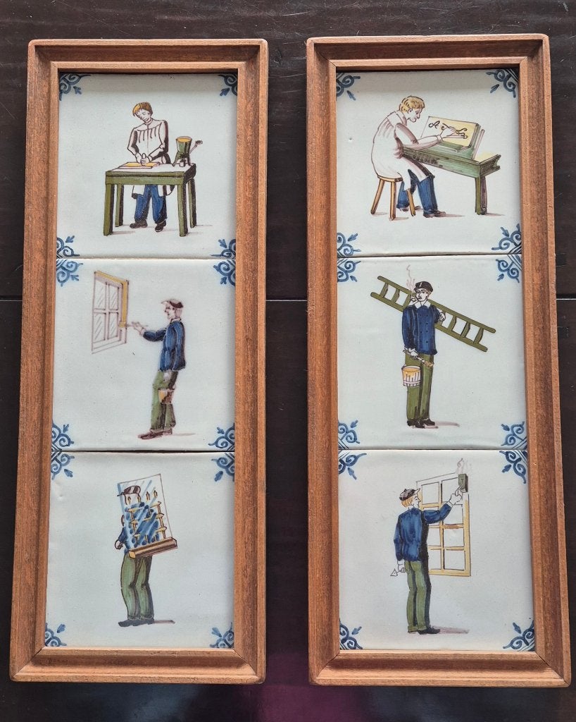 6 tegels in lijst Tichelaars Aardewerk, Ophalen of Verzenden
