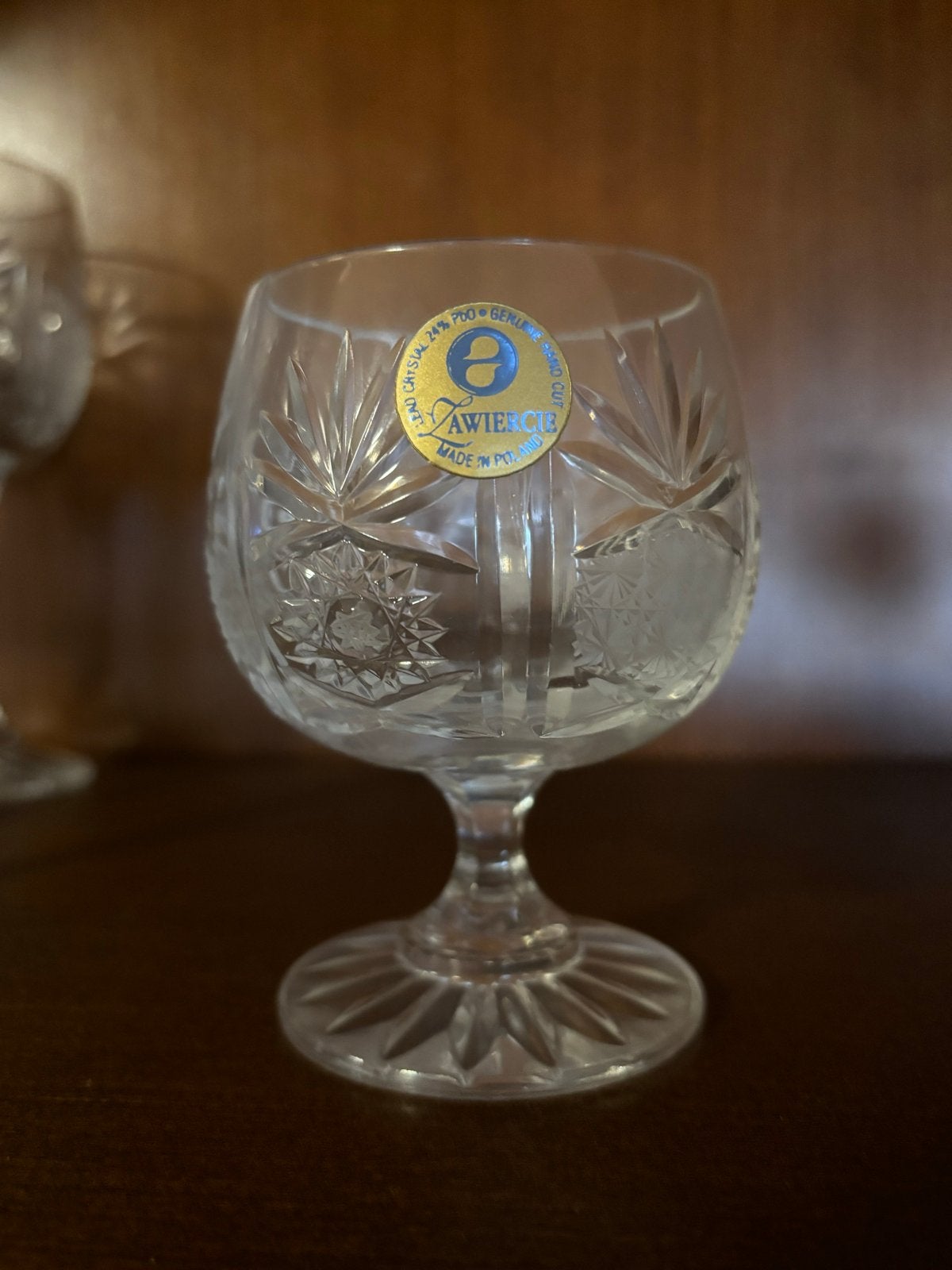 Set van 6 kristallen cognac glazen - Zawiercie 24% PBO, Antiek en Kunst, Antiek | Glas en Kristal, Ophalen