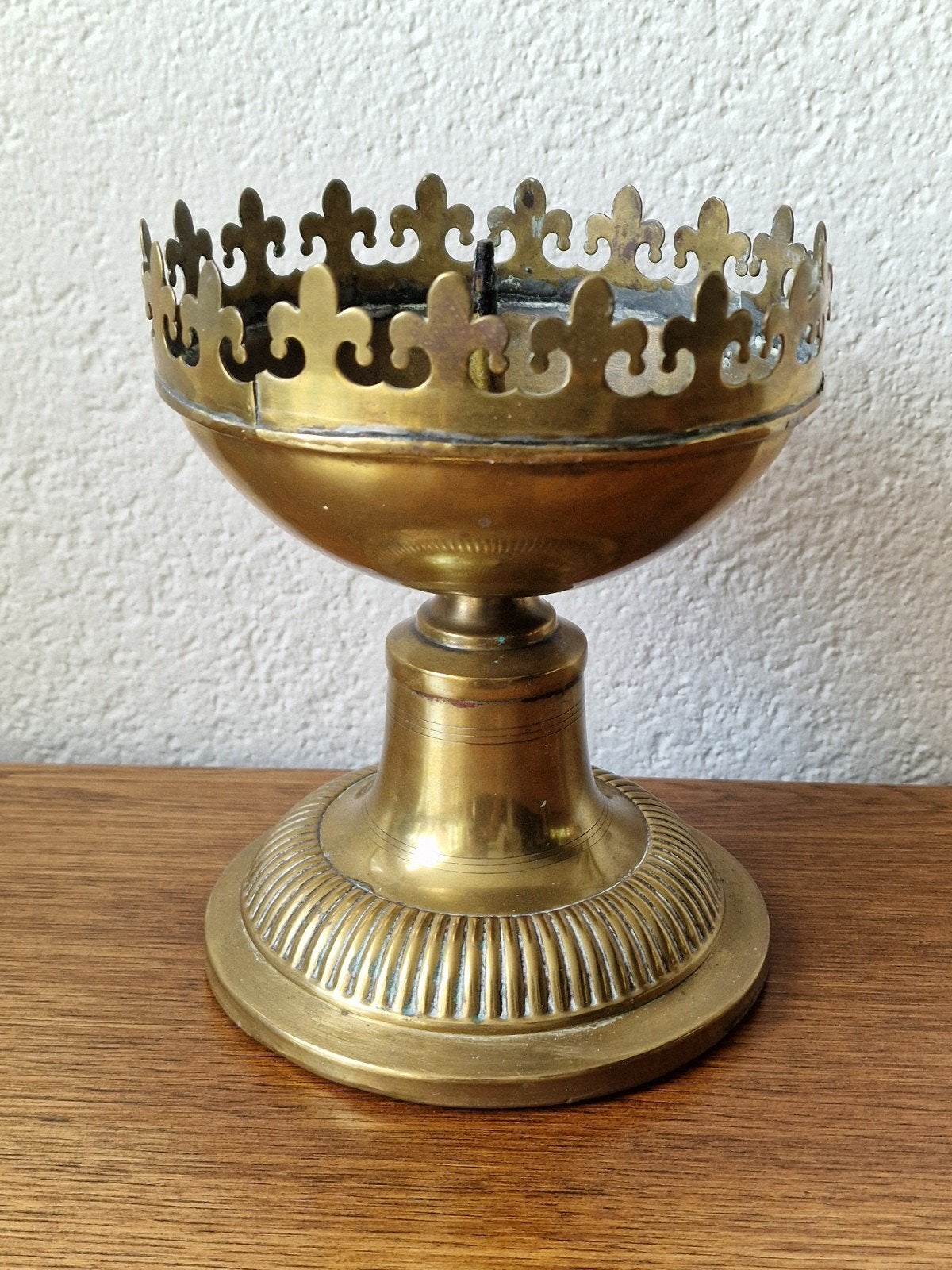 Prachtige grote koperen kandelaar (komt uit kerk), Ophalen of Verzenden, Zo goed als nieuw