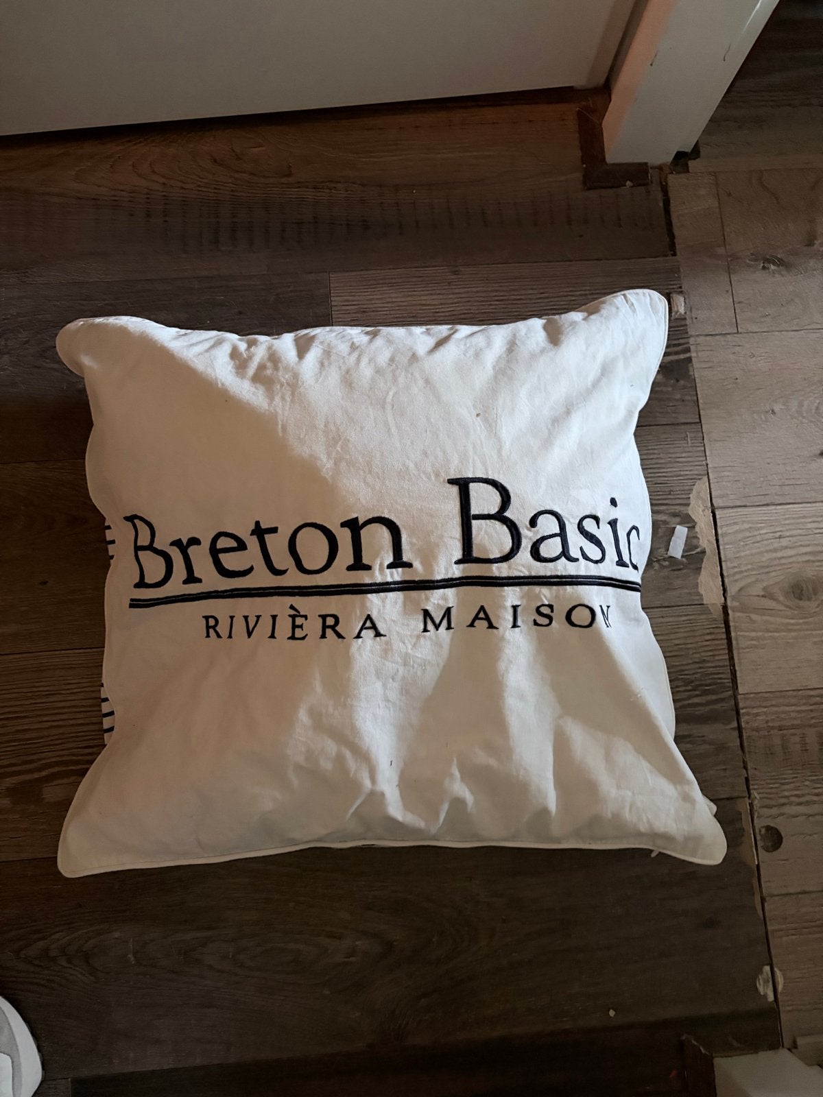 Riviera Maison Breton Basic Sierkussen, Gebruikt, Wit, Vierkant, Ophalen of Verzenden