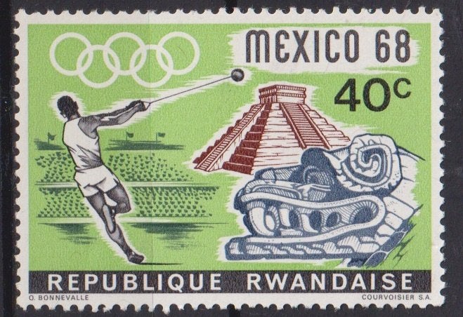 Rwanda 1968 Olympische spelen Kogelslingeren, Verzenden, Postfris, Sport