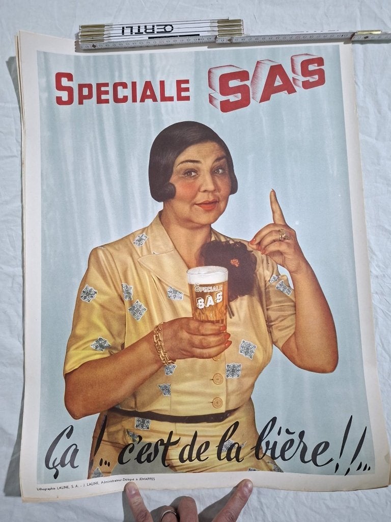 Speciale SAS, ça! ...c'est de la bière!!, brouwerij Het Sas, Ophalen of Verzenden, Zo goed als nieuw, Reclamebord