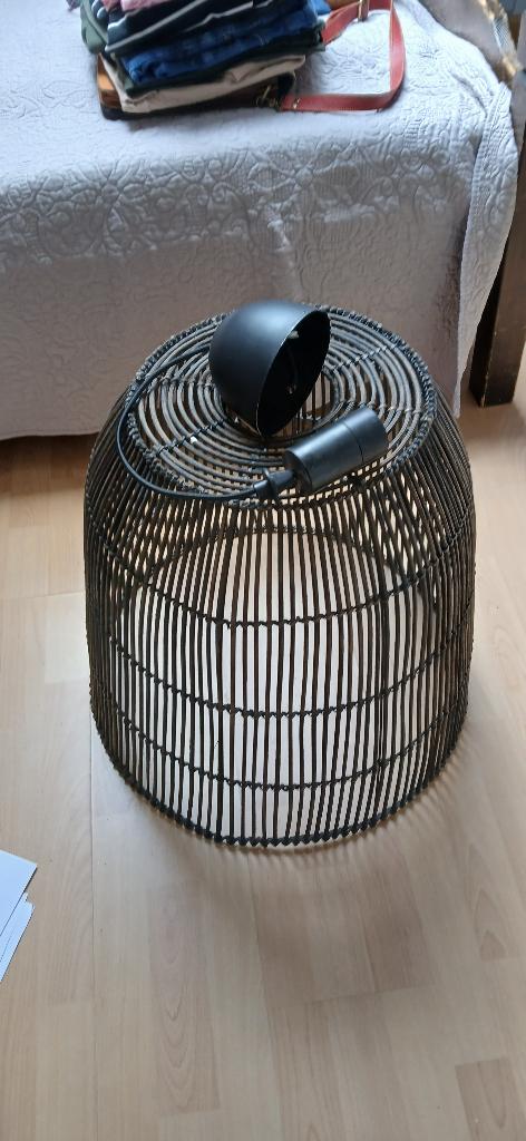 Rieten hanglamp, Ophalen, Gebruikt, 50 tot 75 cm, Donkerbruin riet