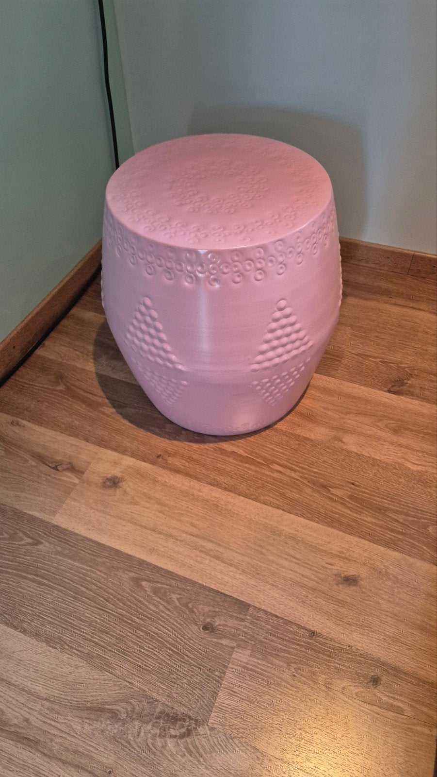 Kids Depot Roze decoratieve kruk/bijzettafel met reliëf, Ophalen of Verzenden
