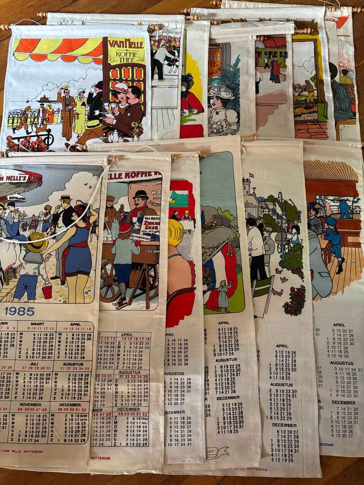 Vintage Van Nelle Kalender Theedoeken (1973-1985), Ophalen of Verzenden, Gebruikt