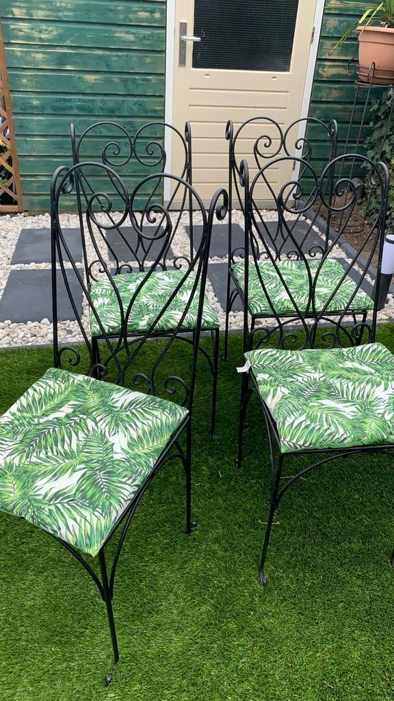 Zes metalen tuinstoelen, Ophalen of Verzenden, Gebruikt, Metaal
