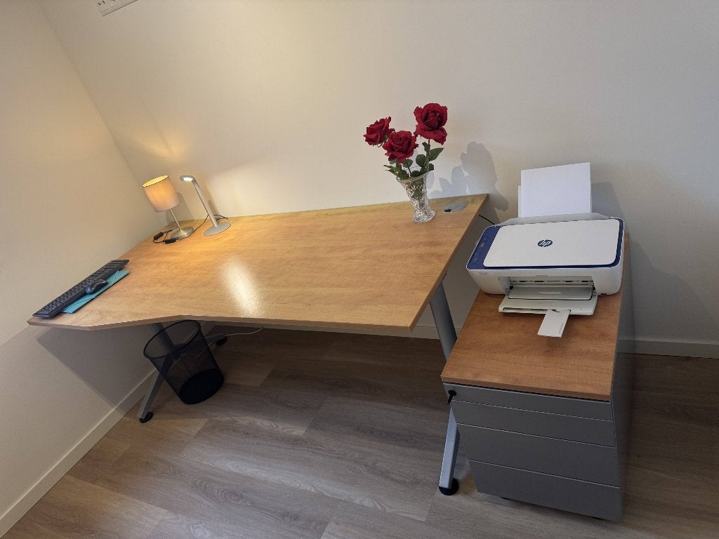Bureau met ladenkastje, Ophalen, Gebruikt, Hout, Bureau-kast combinatie