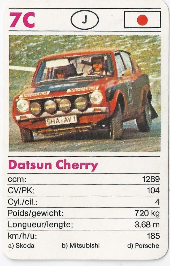 Kw2888 autokaartje 7c datsun cherry, Verzenden, Zo goed als nieuw, Auto's