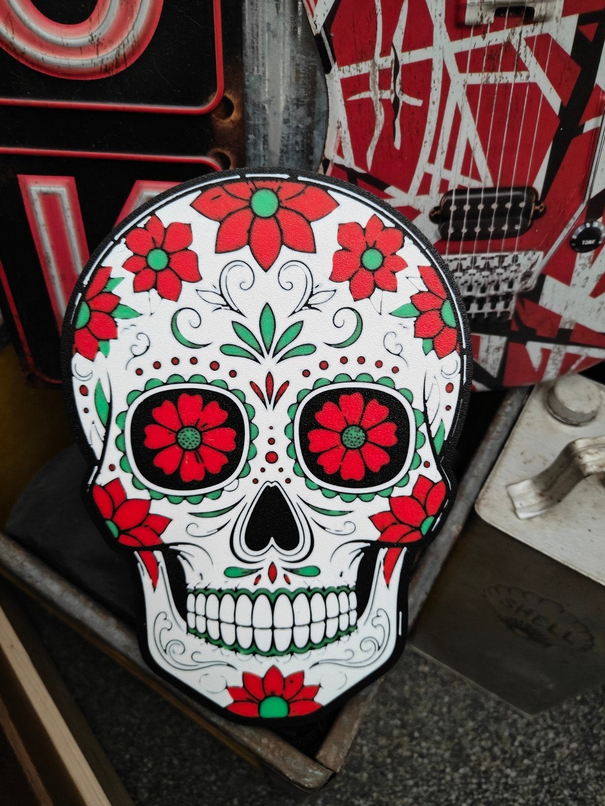 Mooie Mexicaanse skull verlichting *Día de los Muertos*, Met schakelaar, Kunststof, Meerkleurig, Ophalen of Verzenden