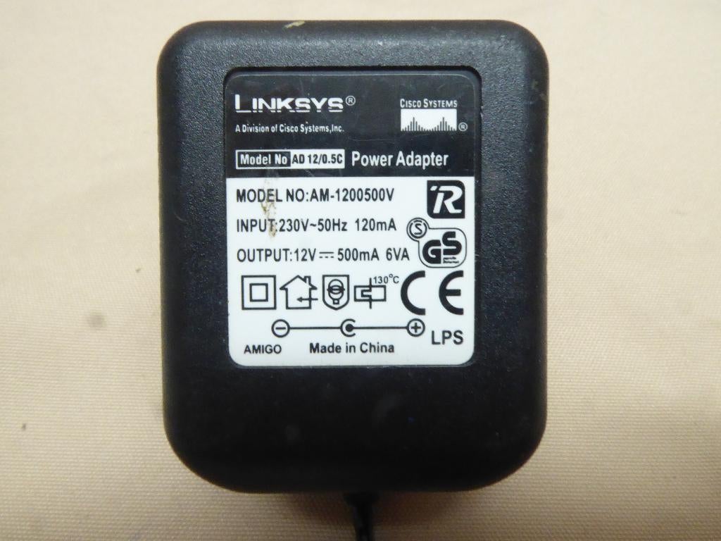 Adapter | Linksys | AM-1200500V | 12VDC 500mA 6VA | zgan, Ophalen of Verzenden, Zo goed als nieuw