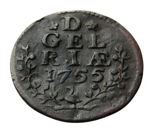 ** Zeldzame Nederlandse munt 1755 - D.GEL.RIA ** DUIT *, Verzenden, Vóór koninkrijk, Overige waardes, Losse munt